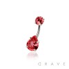 ROUND CZ TOP AND TEARDROP CZ PRONG SET CZ 316L SURGICAL STEEL NON DANGLE BELLY RING
